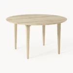 ARCHIE - okrągły stół do jadalni, drewno dębowe bielone, 140 cm