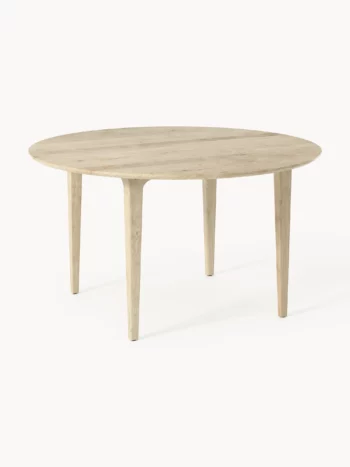 ARCHIE - okrągły stół do jadalni, drewno dębowe bielone, 140 cm