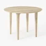 ARCHIE - okrągły stół do jadalni, drewno dębowe bielone, 110 cm