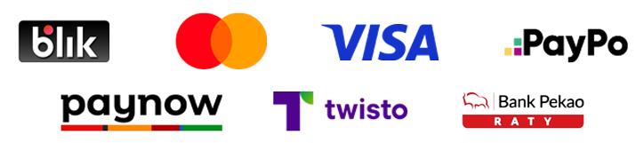 BLIK, Mastercard, Visa, PayPo, Paynow, Twisto, Raty Pekao