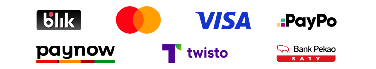 BLIK, Mastercard, Visa, PayPo, Paynow, Twisto, Raty Pekao
